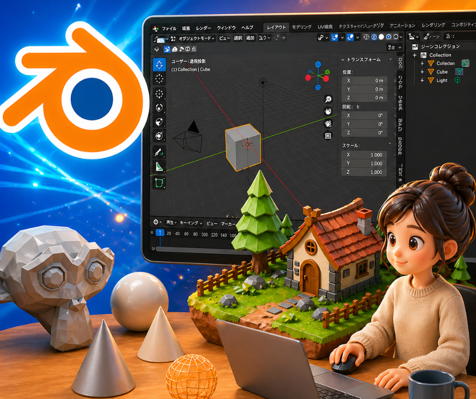 【3DCGソフト】Blender（ブレンダー）使い方を初心者向けに紹介！インストール方法や日本語での使い方、基本操作を徹底解説！