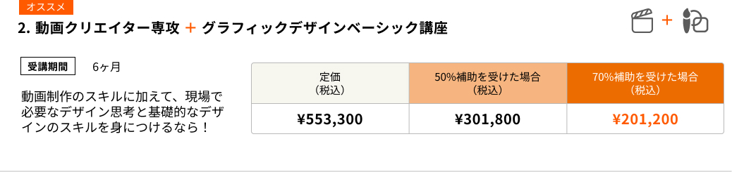 動画クリエイター専攻 ＋ グラフィックデザインベーシック講座(6ヶ月)動画制作のスキルに加えて、現場で必要なデザイン思考と基礎的なデザインのスキルを身につけるならこのコース！