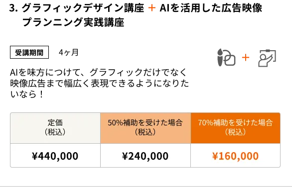 グラフィックデザイン講座 + AIを活用した広告映像プランニング実践講座(4ヶ月)AIを味方に、映像とグラフィックを学ぶならこのコース!