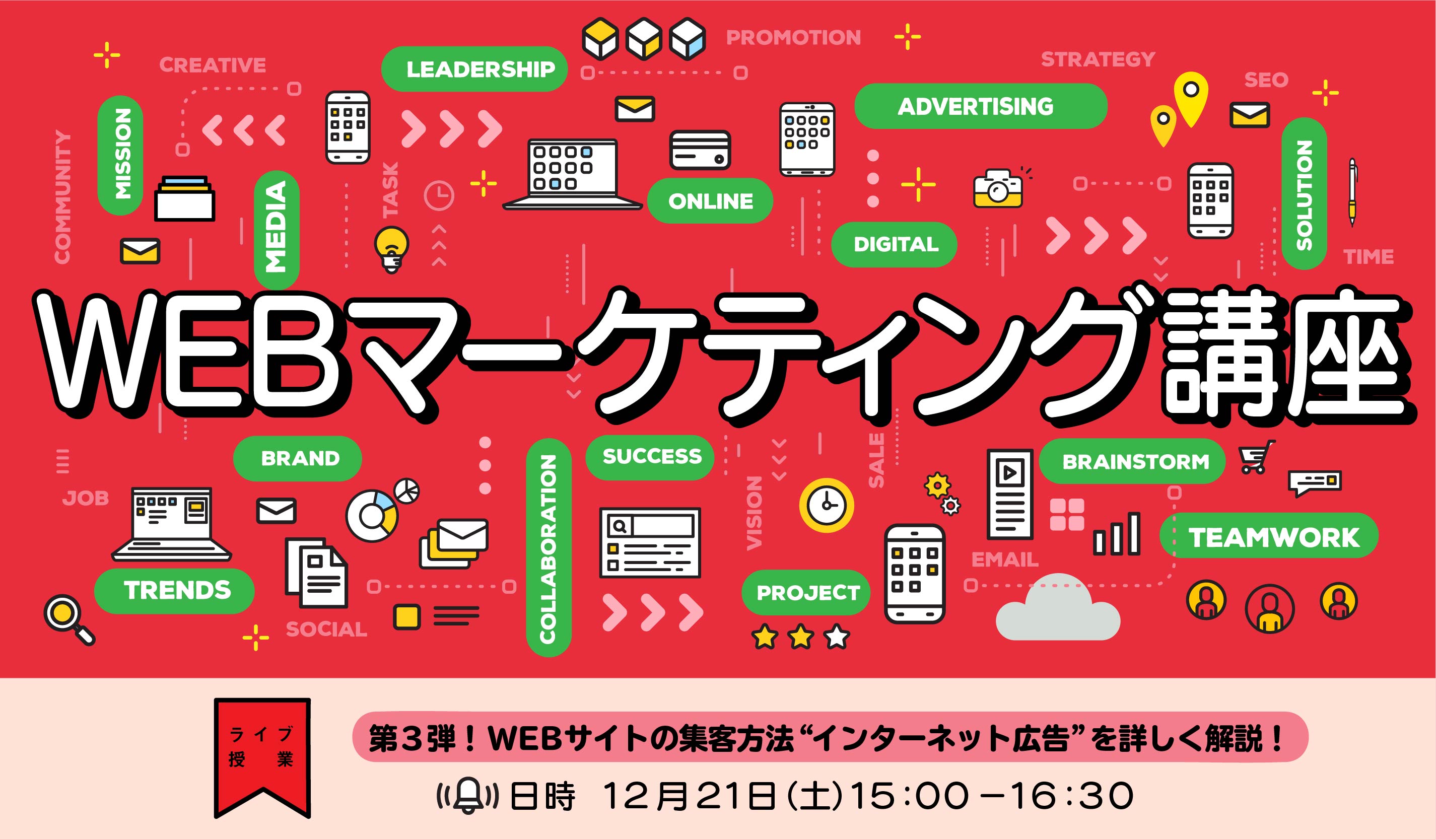 12月21日 土 開催 Webマーケティング講座 ライブ授業 Studio山口 デジタルハリウッドの専門スクール 学校