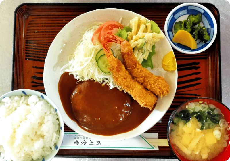 ハンバーグ＆エビフライ定食